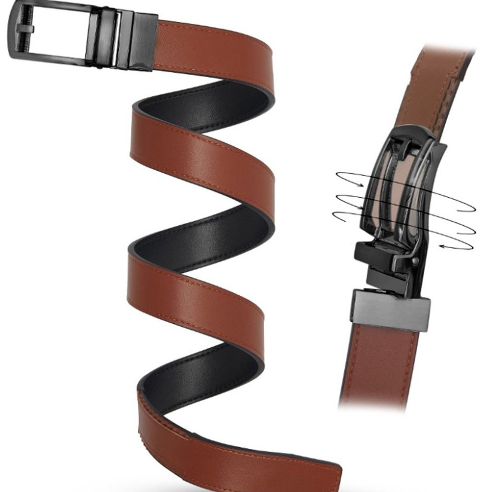 Reversible Ratchet Belts For Men-Genuine Leather-One Size-2 Colors, 1 Belt (1PK)